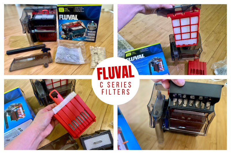 All of the components of the Fluval C series fish tank filter